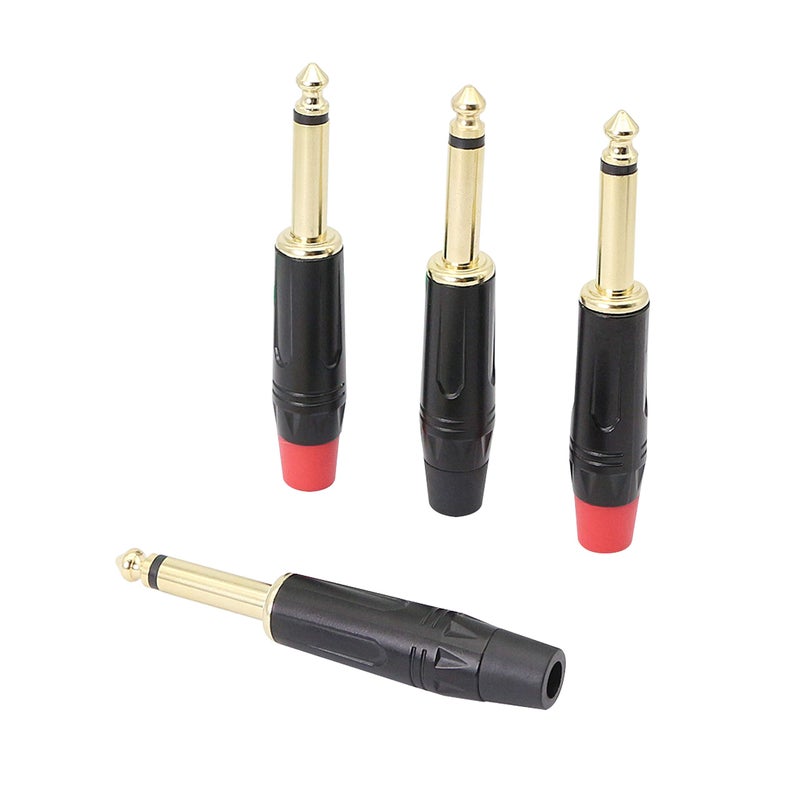 XMSJSIY 1/4" Audio Plug, 6.35 Mono Male Connector, Gold-Plated TS Plug for Guitar/Speaker/Microphone Cable etc (4 Pack) - Image 5
